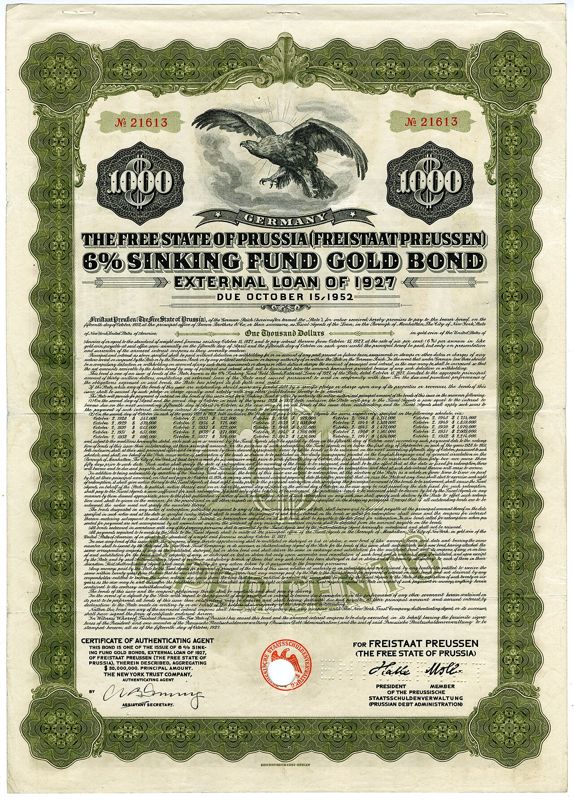 Certificado histórico de un bono; imagen ilustrativa, no una inversión recomendada.
