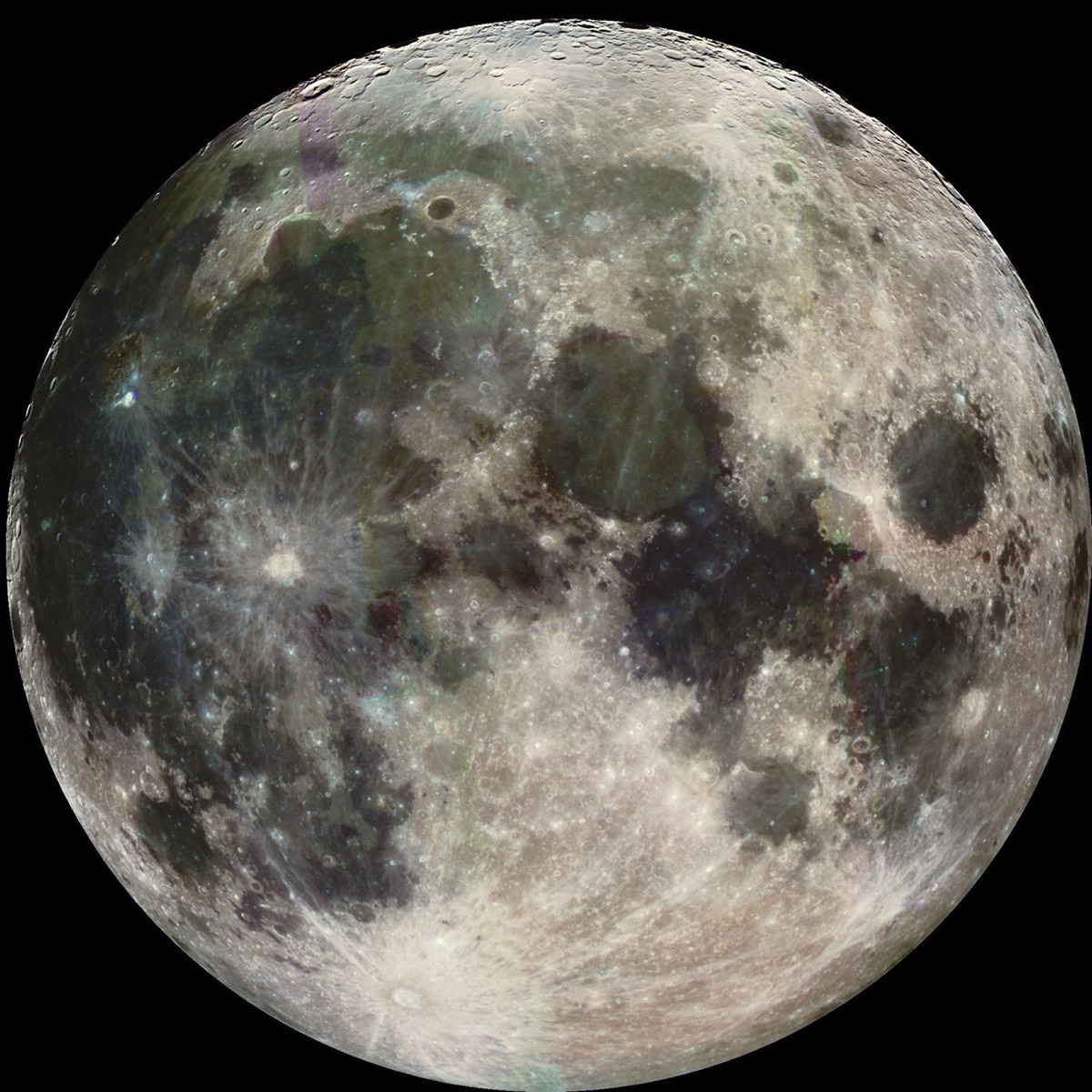 Earth’s Moon in an enhanced-color Galileo composite. NASA/JPL/USGS.